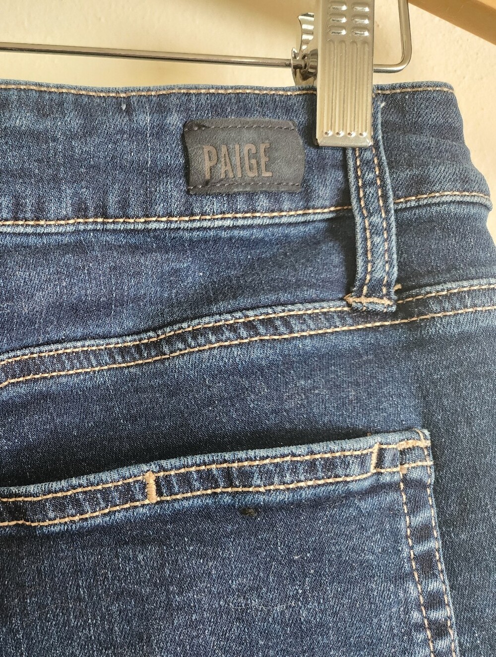 PAIGE Denim Shorts 29 Dark Wash Cuffed Raw Hem Enchant Stretch Jimmy Jimmy - Picture 6 of 12